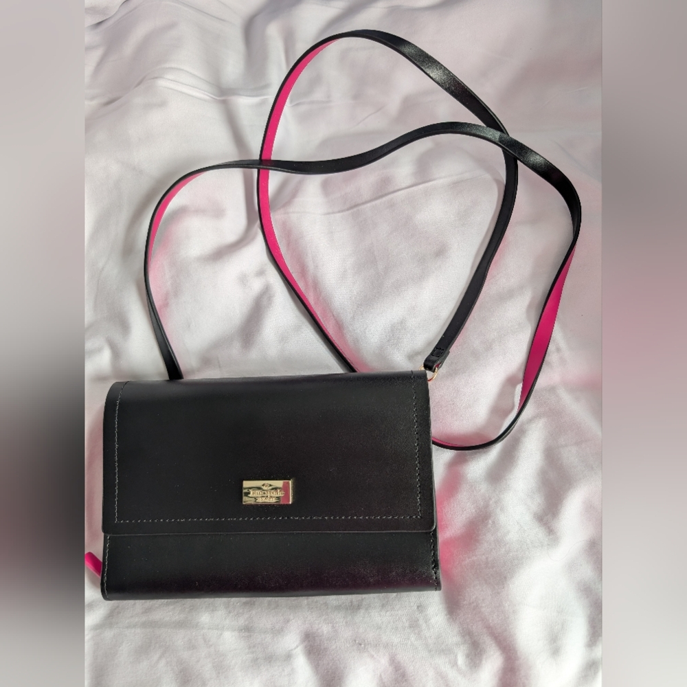 Kate Spade Laurel Way Winni Black and Fuschia Crossbody Clutch